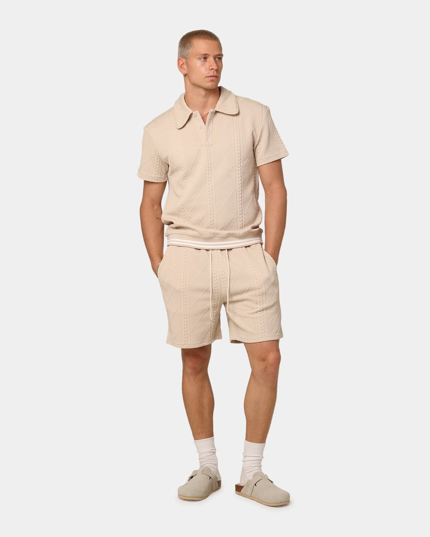 Trendy Comfort Durable Construction XXIII Danny Knit Shorts Beige