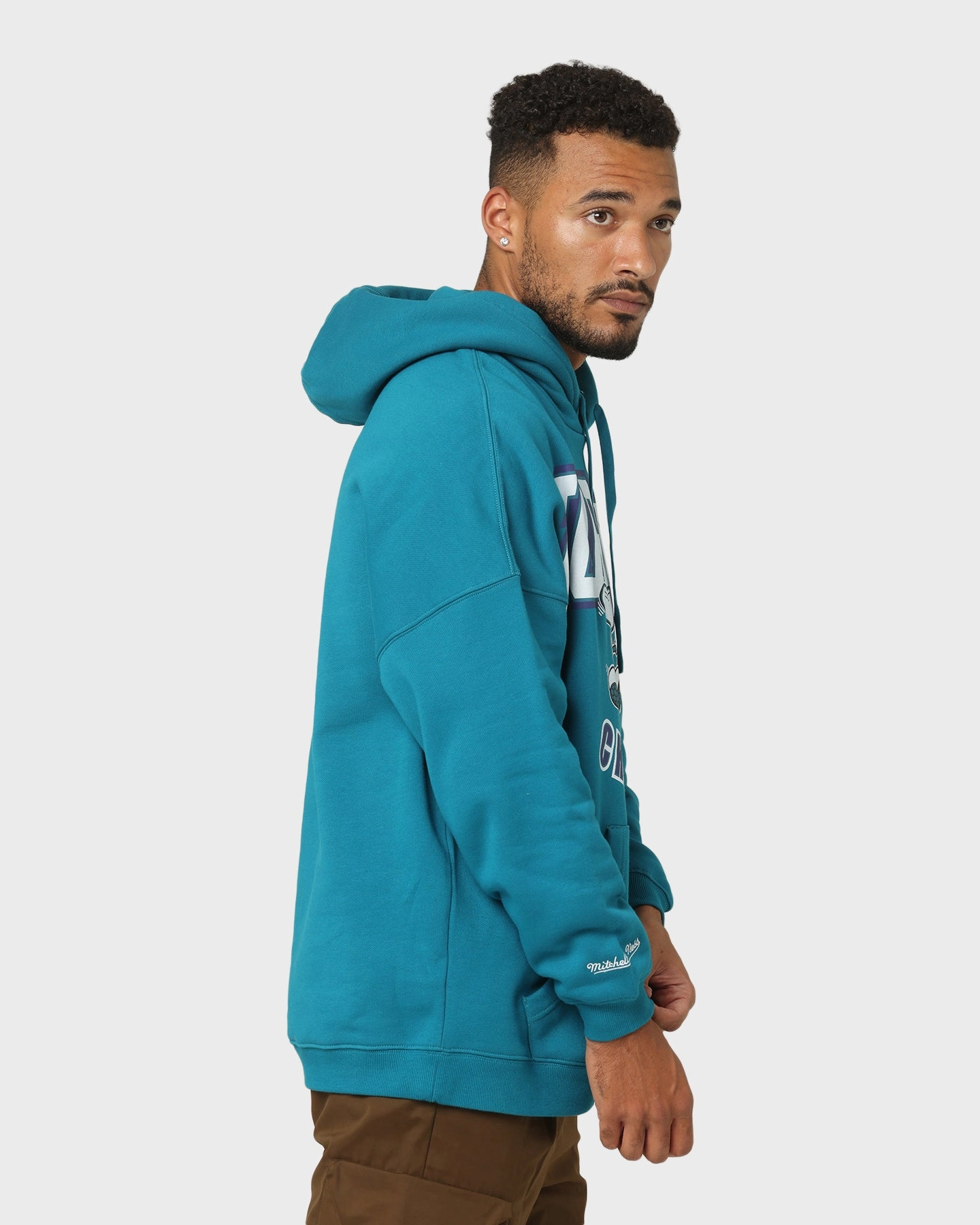 Mitchell & Ness Charlotte Hornets XL Arch Hood Faded Teal Button Snap Conversion