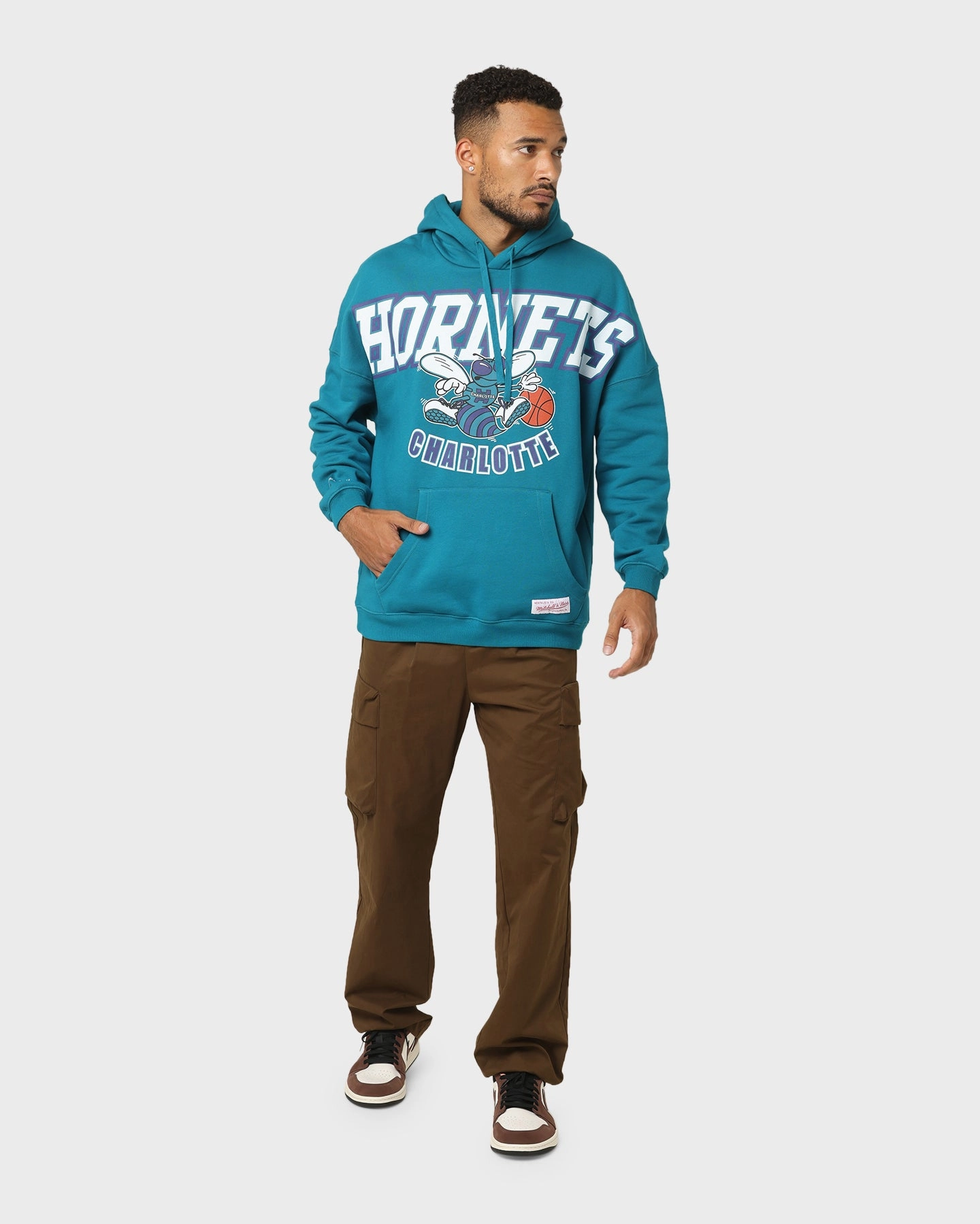 Souvenir Comfy Layer Mitchell & Ness Charlotte Hornets XL Arch Hood Faded Teal