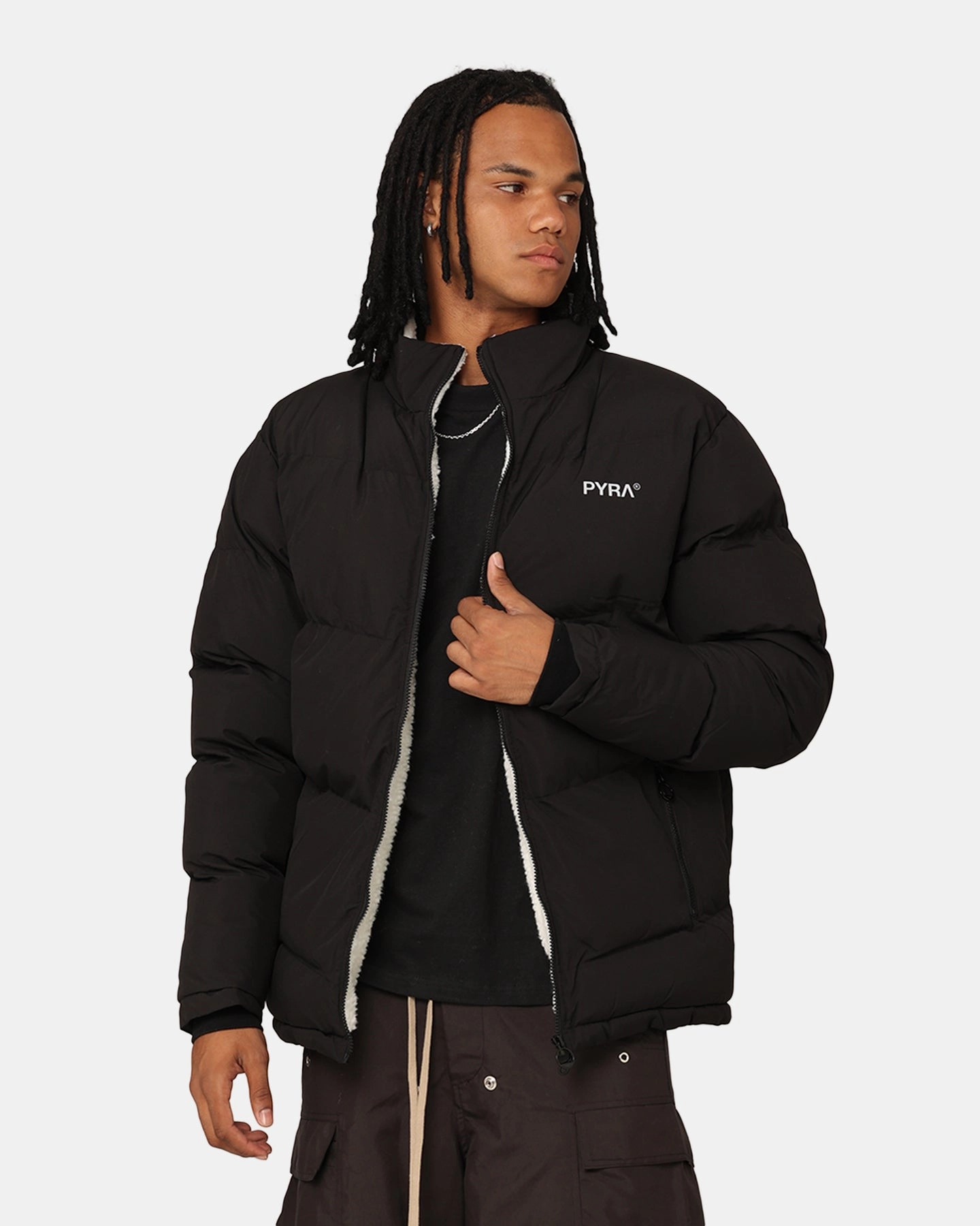 Pyra Sherpa Puffa Jacket Black suitable for day wear