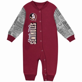 Plush Fleece Lining Breathable Knitwear Outerstuff Infant Seminole Logo/Florida State Seminoles Playbook Long Sleeve Coverall - Garnet