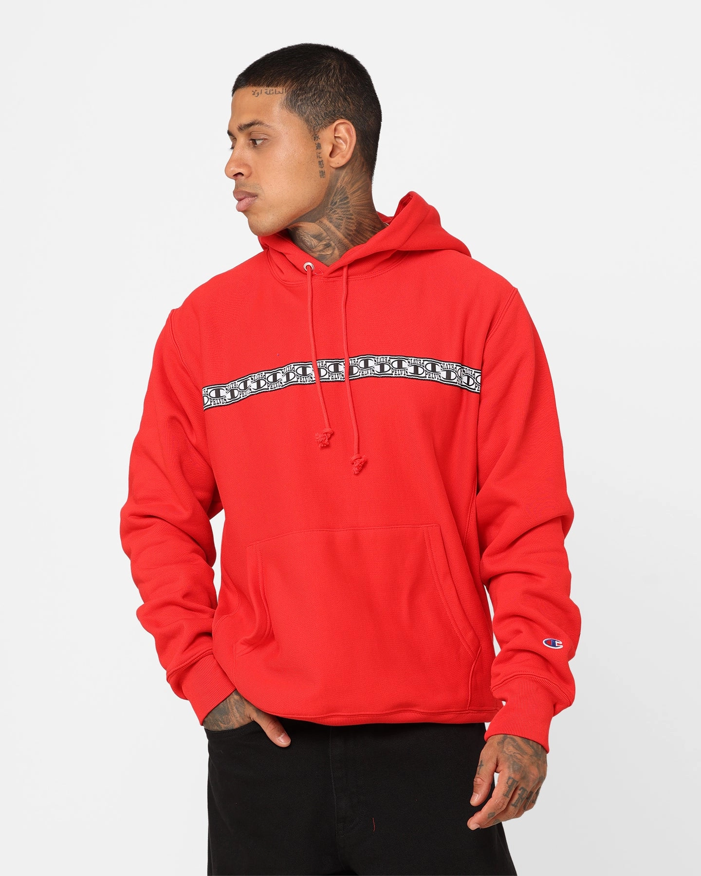 Champion X Pelvis Reverse Weave Hoodie Team Red Scarlet Three Layer Laminate