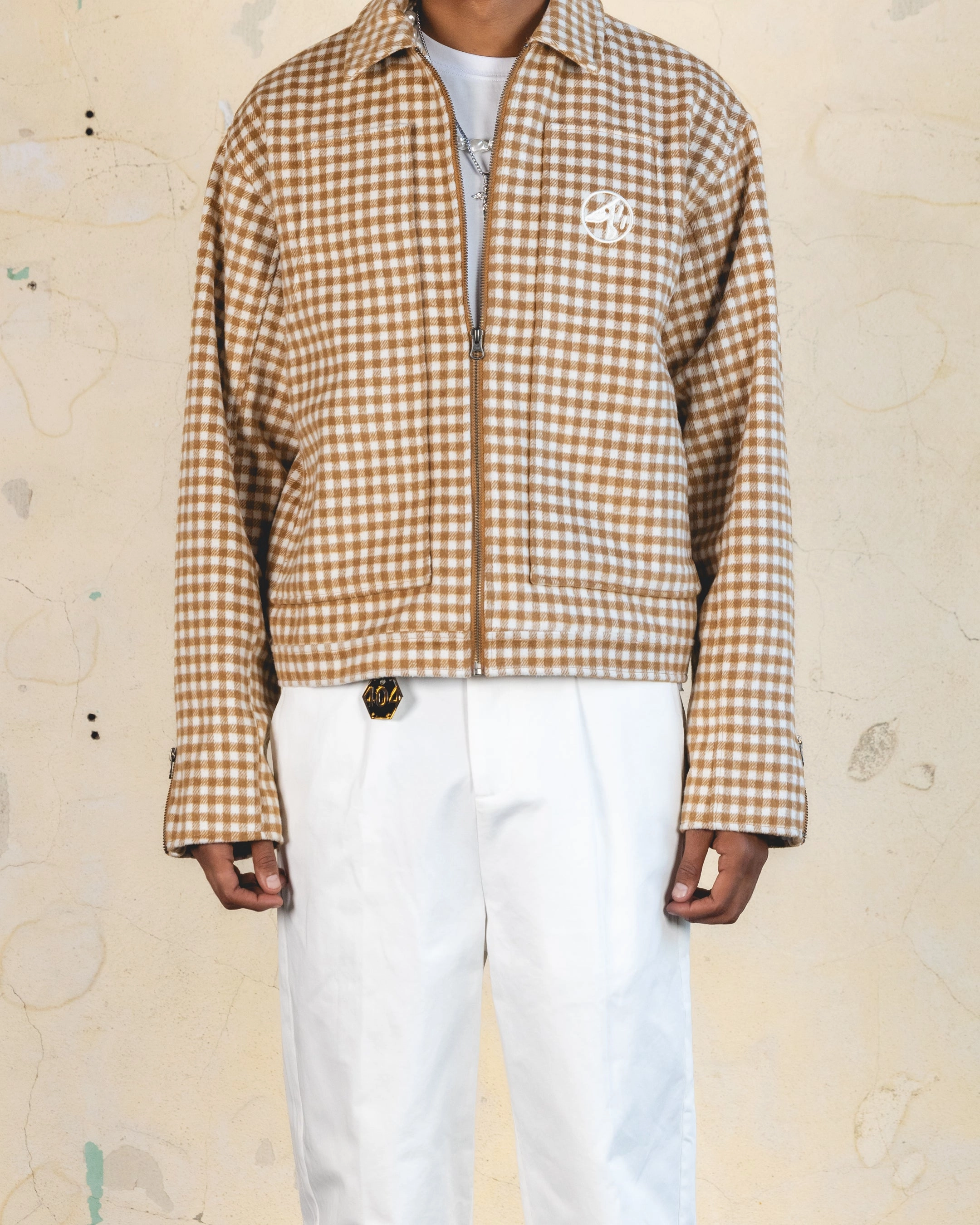 404 Studio Cropped Jacket Brown/Tan Wrap suitable for community activities