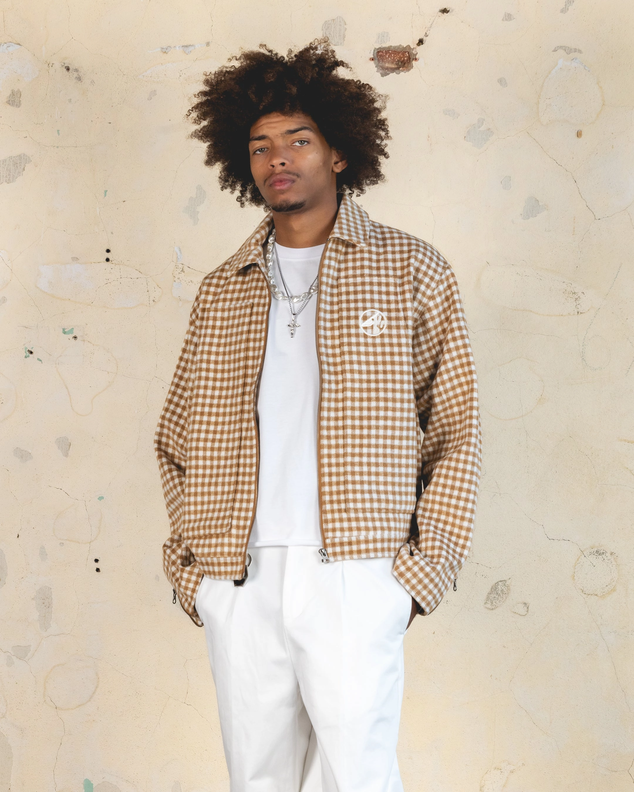 404 Studio Cropped Jacket Brown/Tan Meditation wedding guests