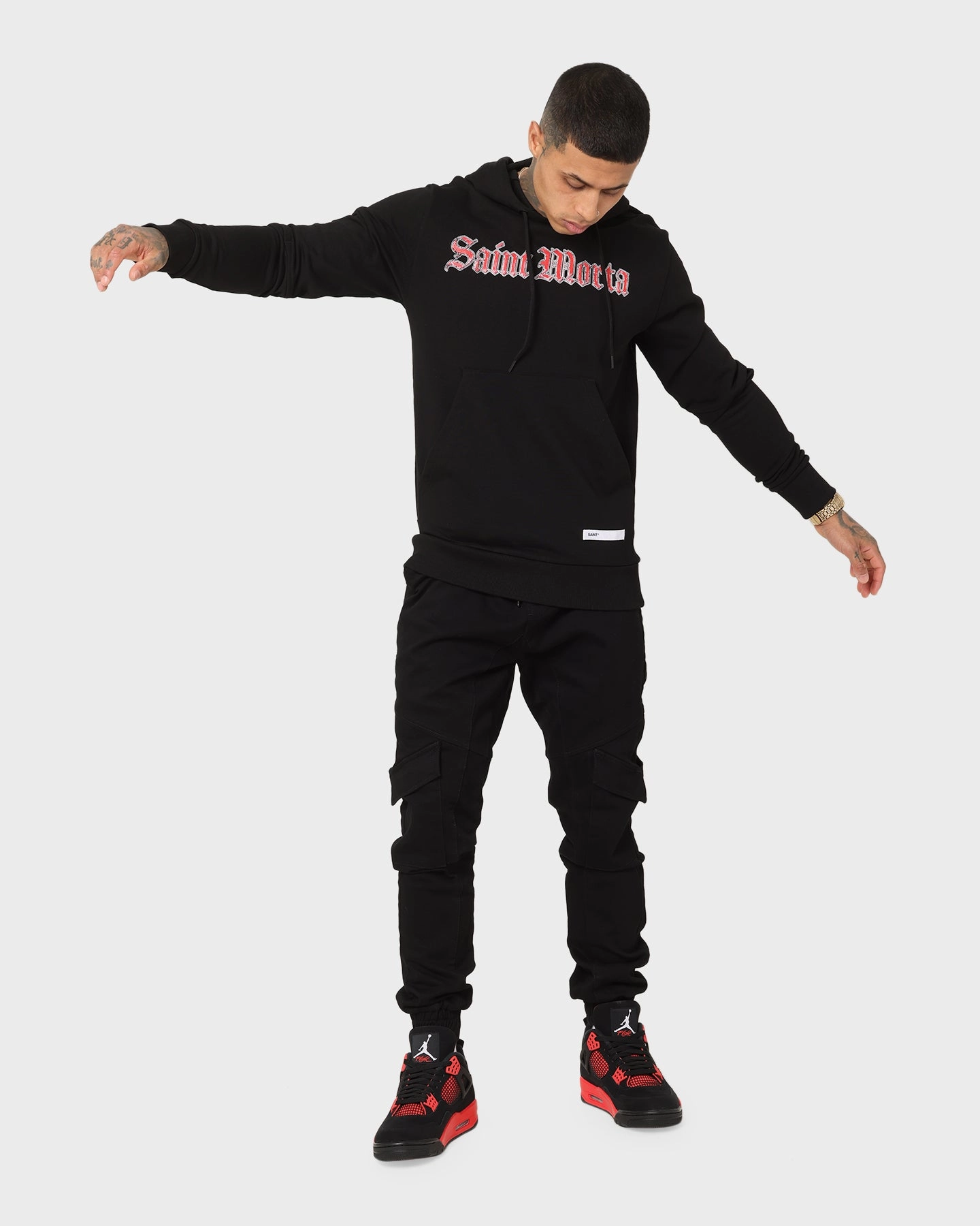 Wind Lock Saint Morta LA Script New Age Hoodie Black
