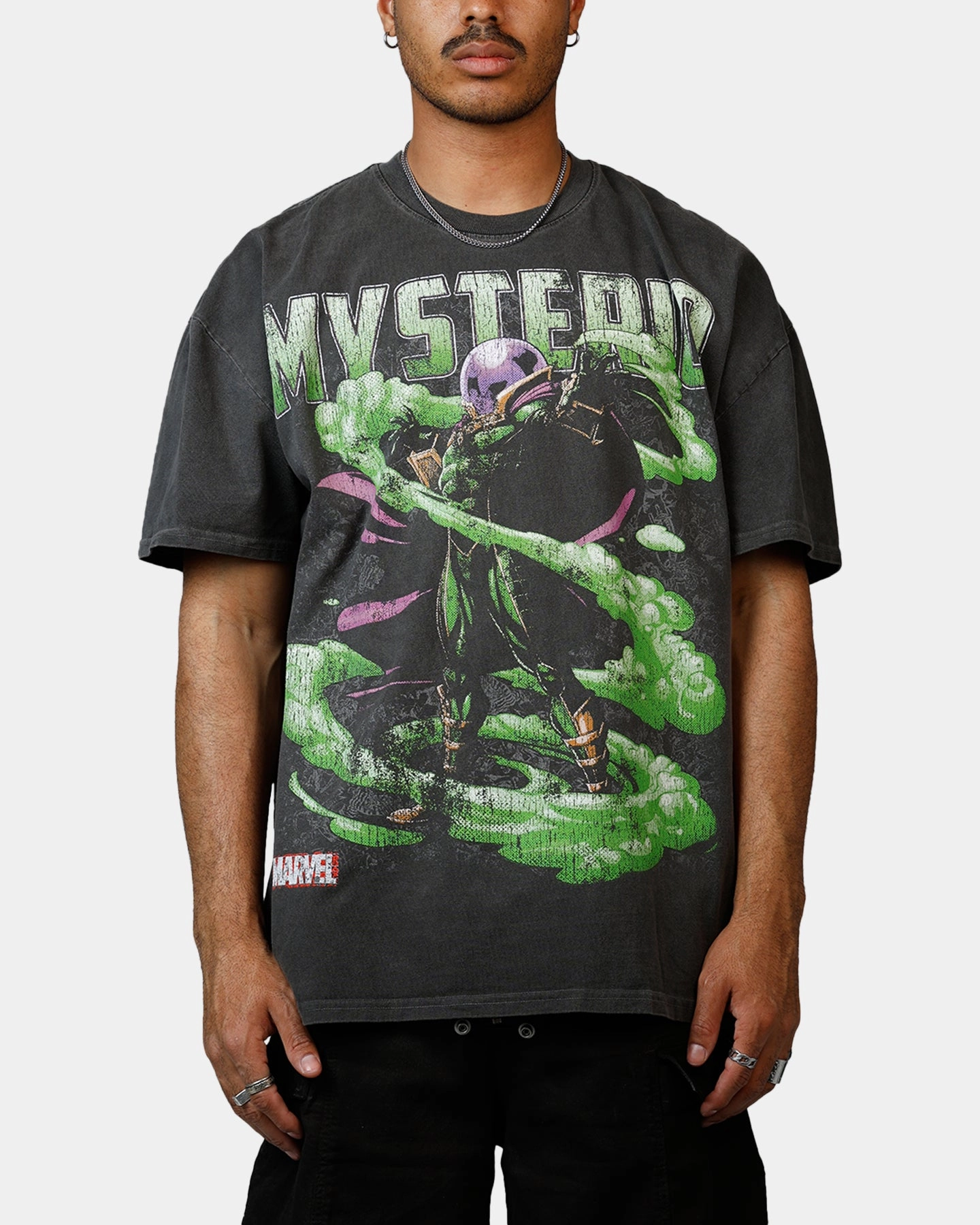 Quick Wear Pocket Detailing Goat Crew Marvel Sinister Six Mysterio Heavyweight T-Shirt Black Wash