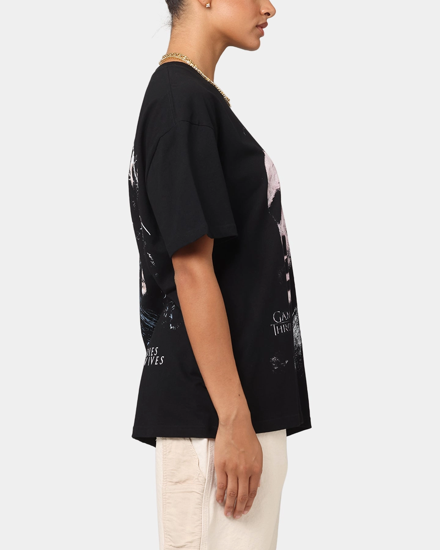 Heather Texture Finish Stylish Look Goat Crew X Game Of Thrones Jon Snow Heavy T-Shirt Black