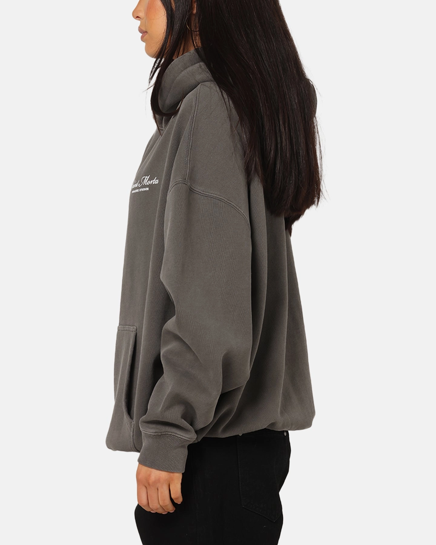 Saint Morta Studios Logo Boxy Hoodie Washed Black Unique Piece New Year's Eve attire