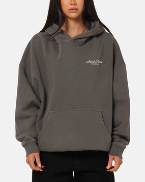 Saint Morta Studios Logo Boxy Hoodie Washed Black AdjustableCuffs
