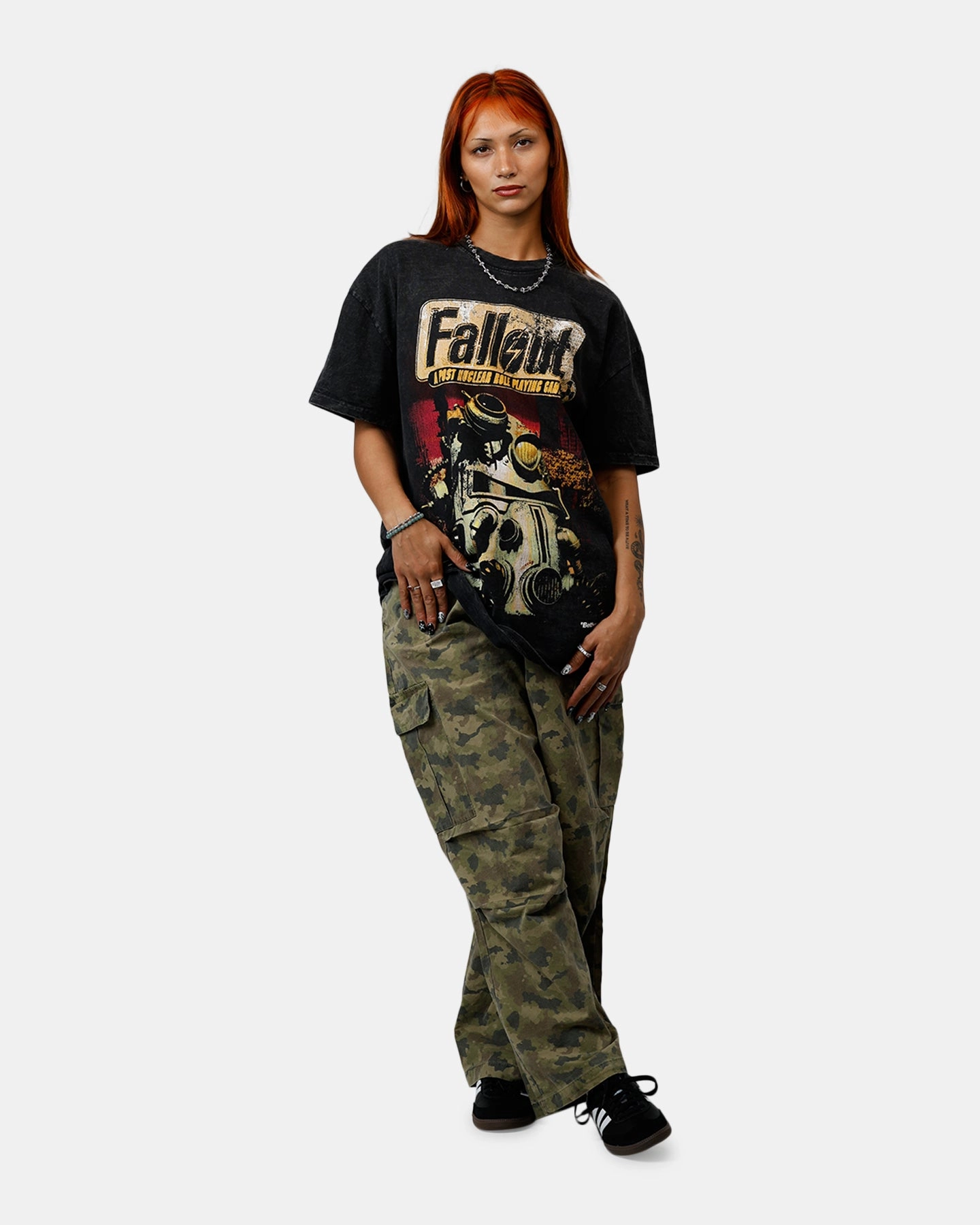 ReinforcedShoulderPanels 73 Studio X Fallout '97 Fallout Vintage T-Shirt Black Acidwash