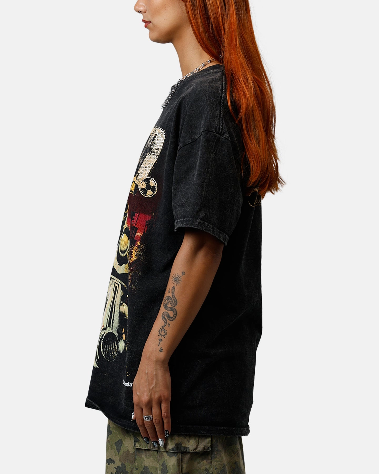 73 Studio X Fallout '97 Fallout Vintage T-Shirt Black Acidwash Breathable Style Camping attire