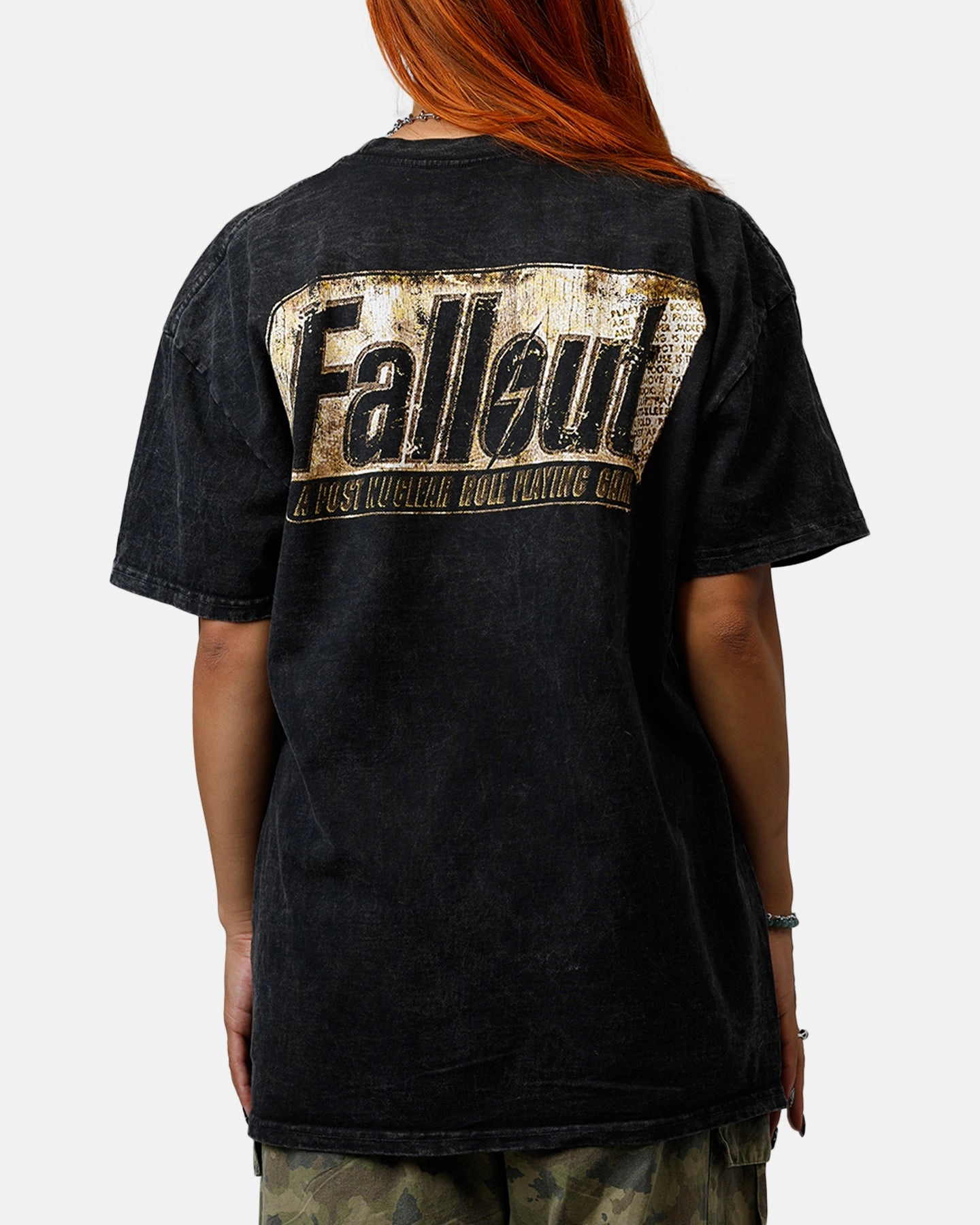 73 Studio X Fallout '97 Fallout Vintage T-Shirt Black Acidwash Modern Comfort Style