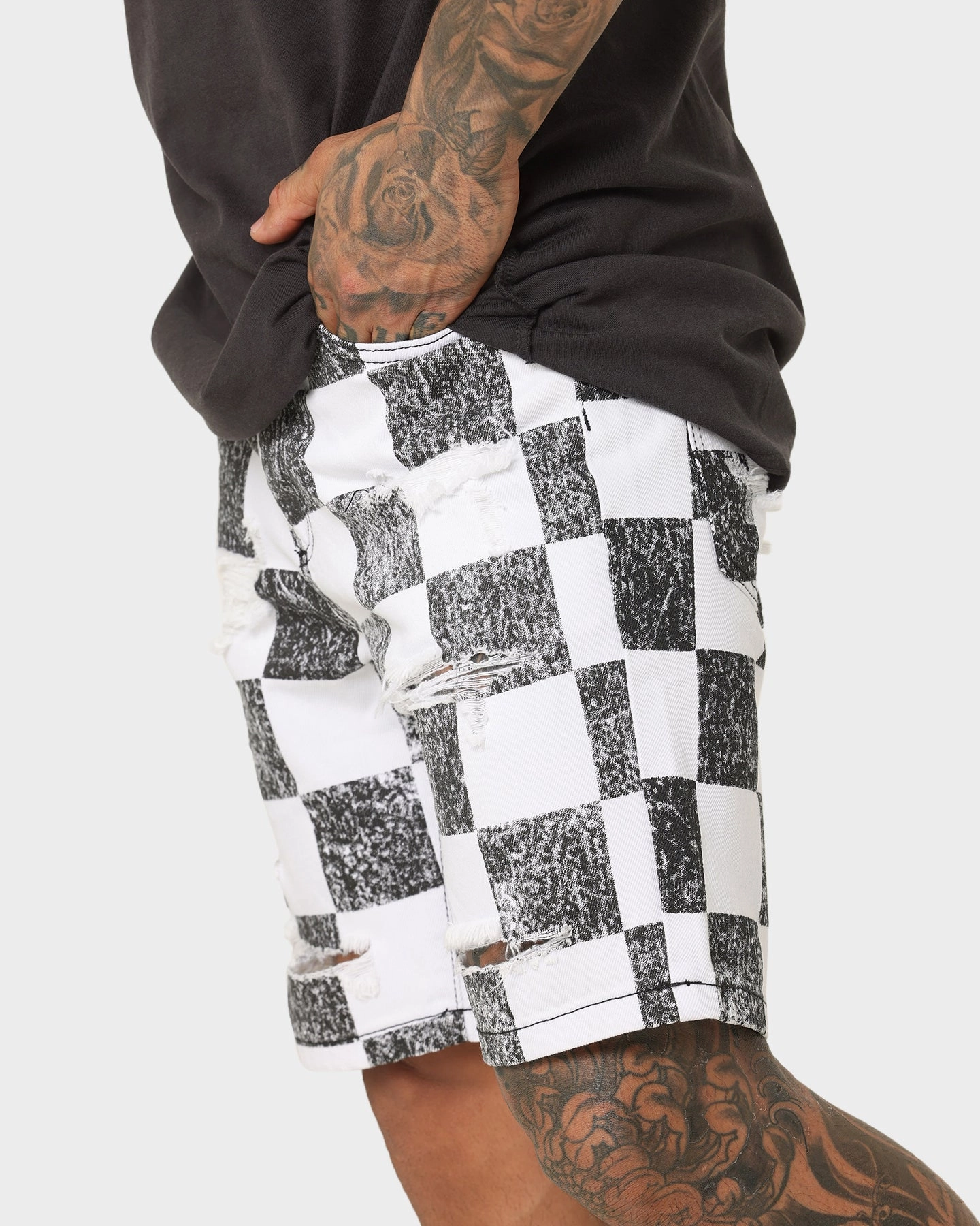 Airy Design Saint Morta Vintage Checks Denim Shorts White/Black