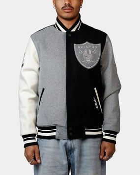 mid-length Pro Standard Las Vegas Raiders Reverse French Terry Wool Varsity Jacket Black/Grey
