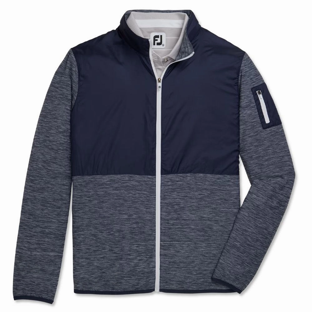 FootJoy Full-Zip Spacedye Mid Layer Golf Jacket Navy - FW23 Women Noise Free Zipper