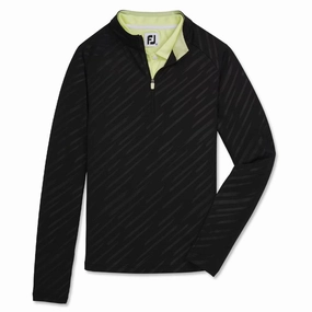 FootJoy Half-Zip Embossed Golf Pullover Black - FA23 Women Minimalist Pocket Layout Weekend Vibe