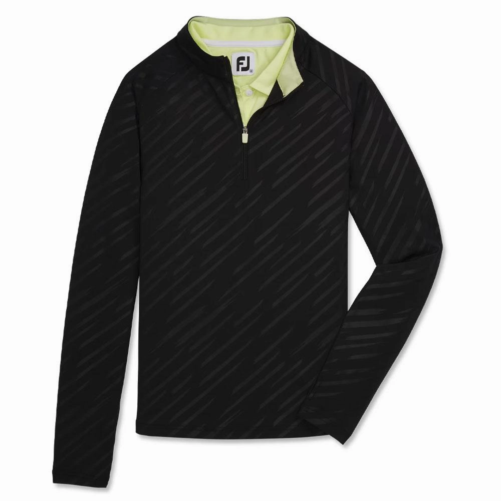 FootJoy Half-Zip Embossed Golf Pullover Black - FA23 Women Multi Pocket System