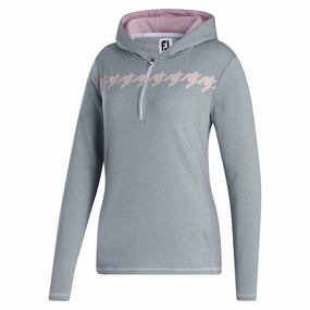 FootJoy Half-Zip Hoodie Golf Jacket Gray Heather - FA23 Women NonIrritatingLining Zipper Guard Weatherproofing