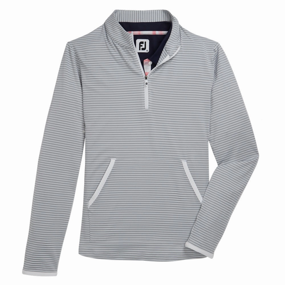 FootJoy Half-Zip Tonal Stripe Midlayer Golf Pullover Gray - FW22 Women Versatile Layering Urban Explorer Look