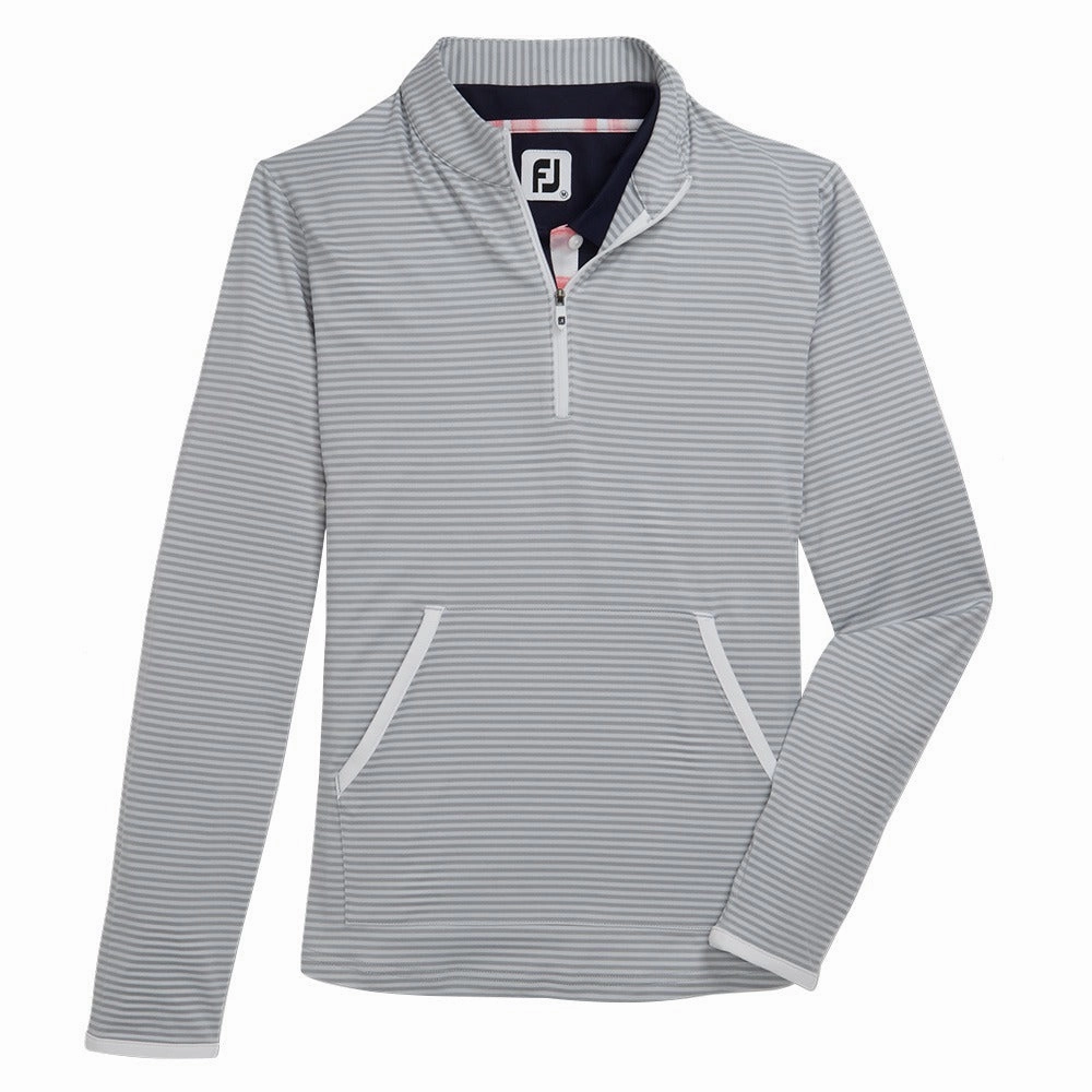 TemperatureRegulating Tech Snow Block FootJoy Half-Zip Tonal Stripe Midlayer Golf Pullover Gray - FW22 Women