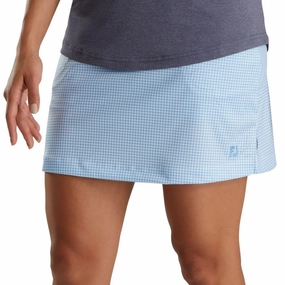 FootJoy Performance Interlock Knit Golf Skort Blue Houndstooth - SS22 Women Easy Combo Breathable fabric