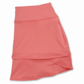 FootJoy Performance Layered Golf Skort Bright Coral - SS23 Women Neutral Tone Anti Pilling Treatment