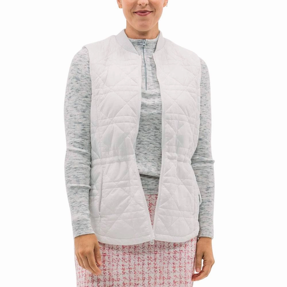 Foray Golf Quilted Long Line Golf Vest White - 23 Women Troop - supported Flexible Hemline