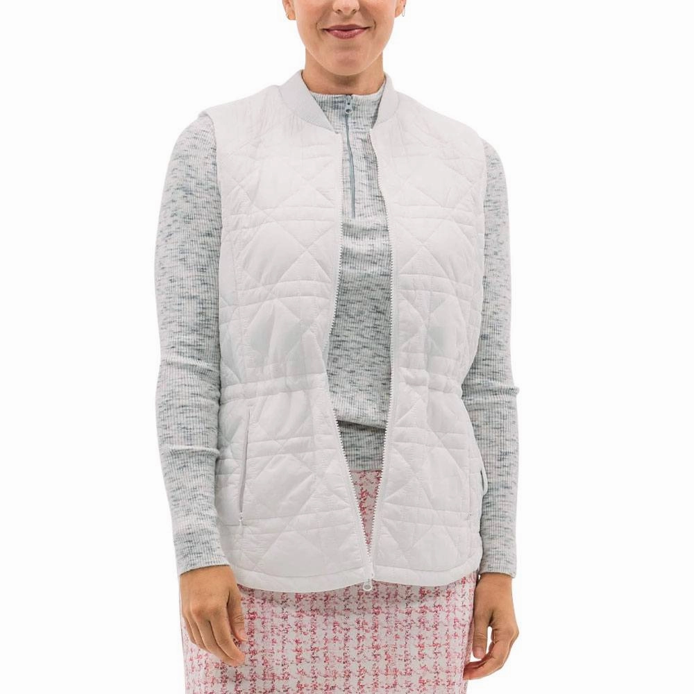 Foray Golf Quilted Long Line Golf Vest White - 23 Women Articulated Elbows GlowInTheDarkAccents