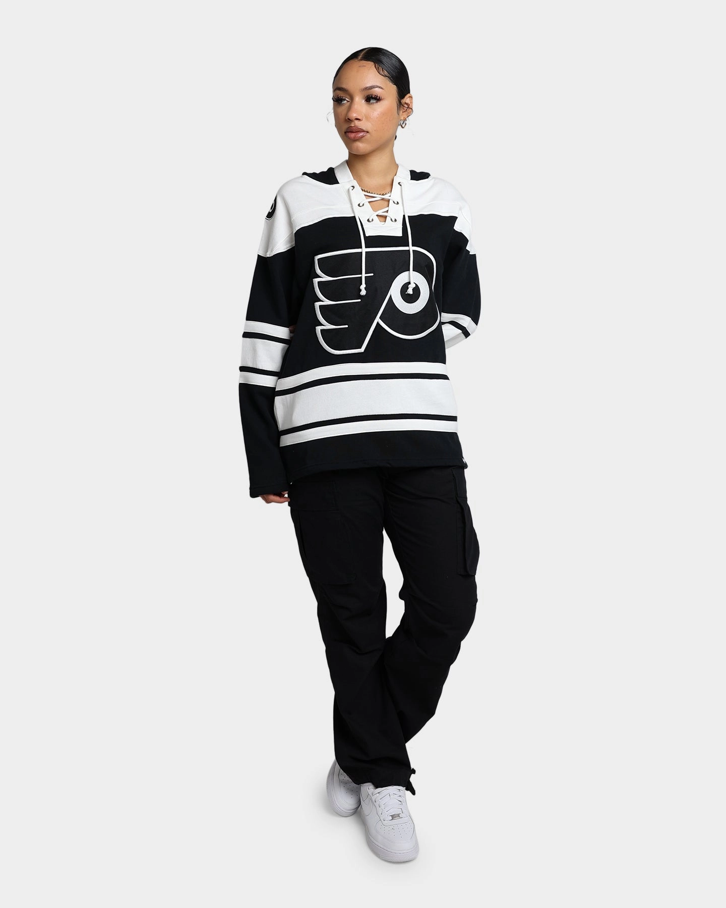 47 Brand Philadelphia Flyers Superior Lacer Hoodie Jet Black Affordable ElasticWaistband