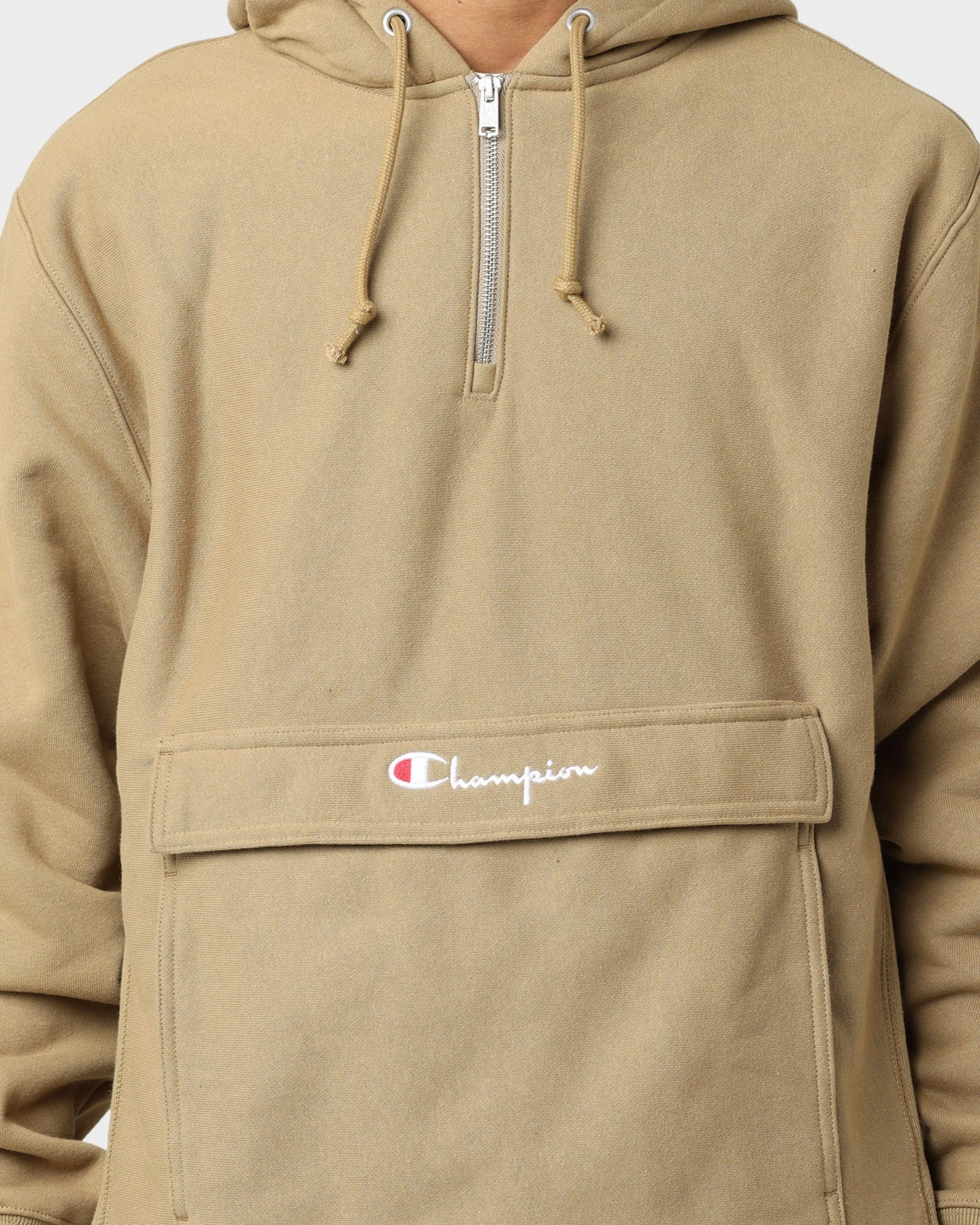Champion Reverse Weave Boxy Anorak Hoodie Whole Wheat Khaki suitable for water sports