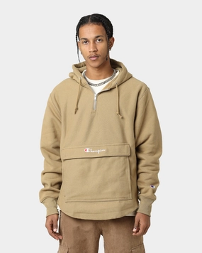Noise Reduced Fabric Champion Reverse Weave Boxy Anorak Hoodie Whole Wheat Khaki