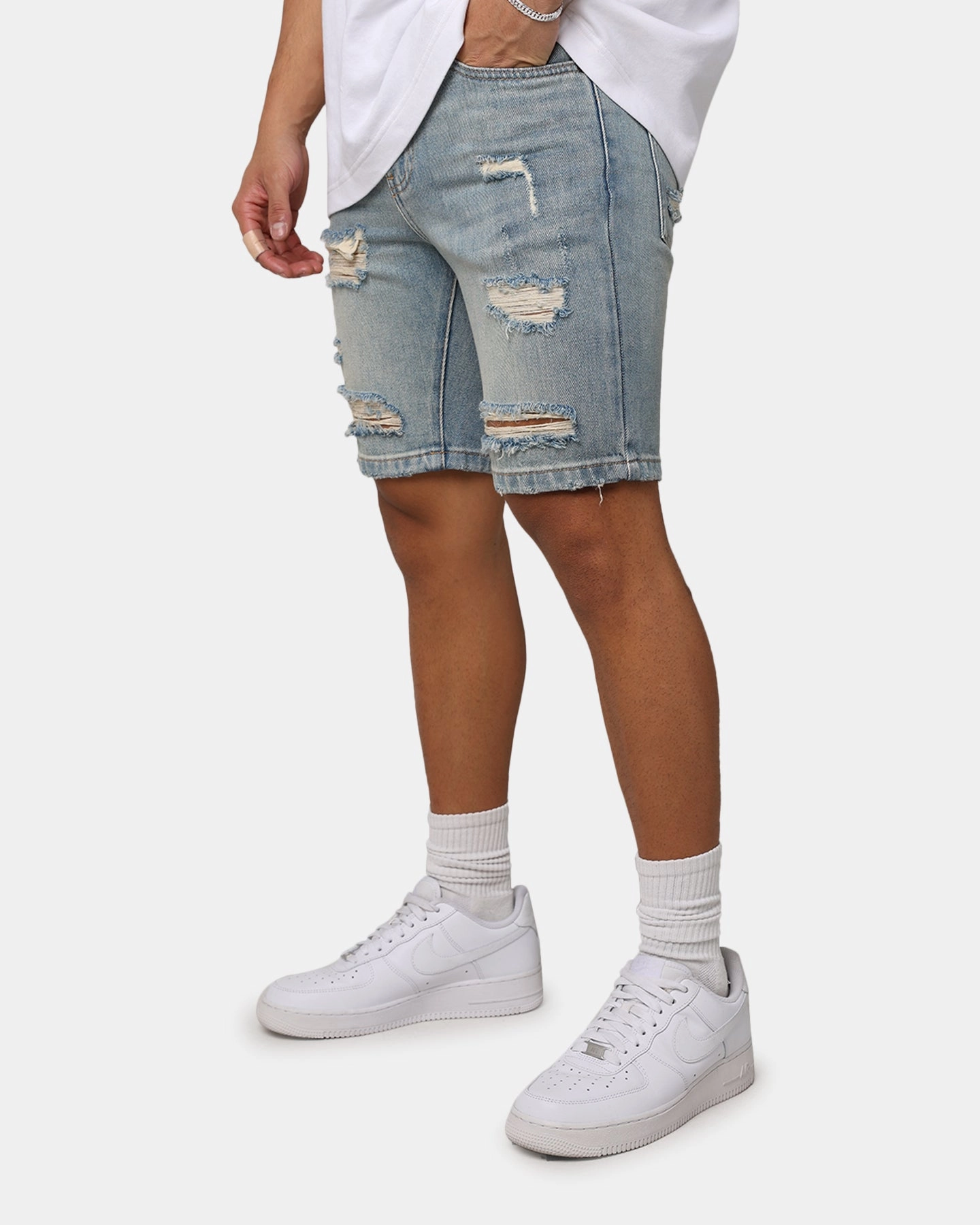 Summer Fashion Saint Morta Destroyer Distressed Shorts Vintage Blue