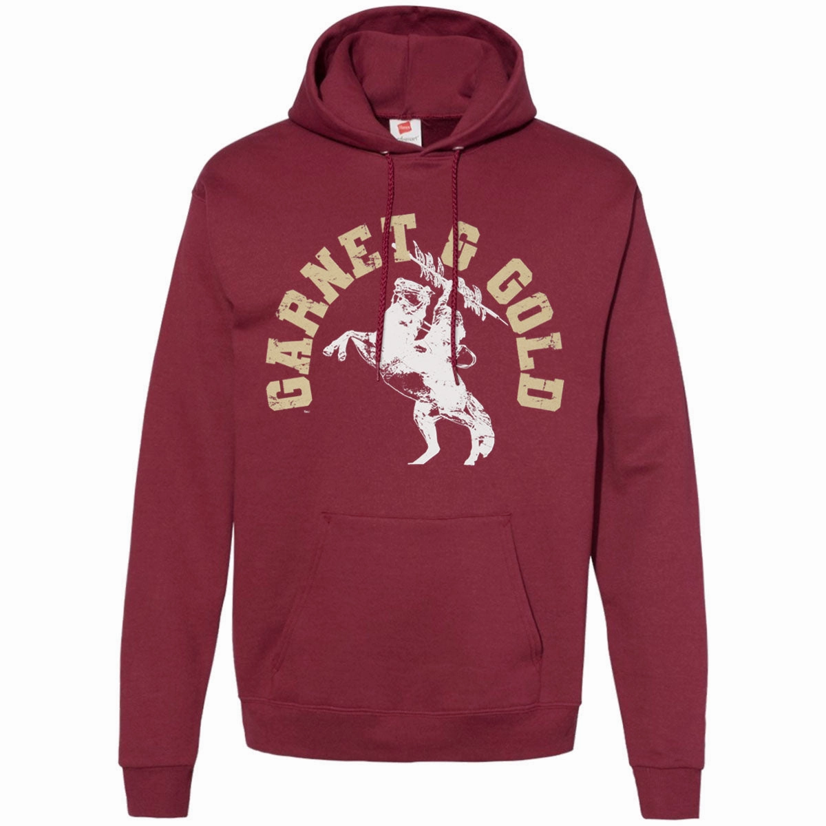 Ragz Men's Hooded Fleece with Garnet & Gold Unconquered Silhouette - Garnet Classic Comfort Everyday Basic