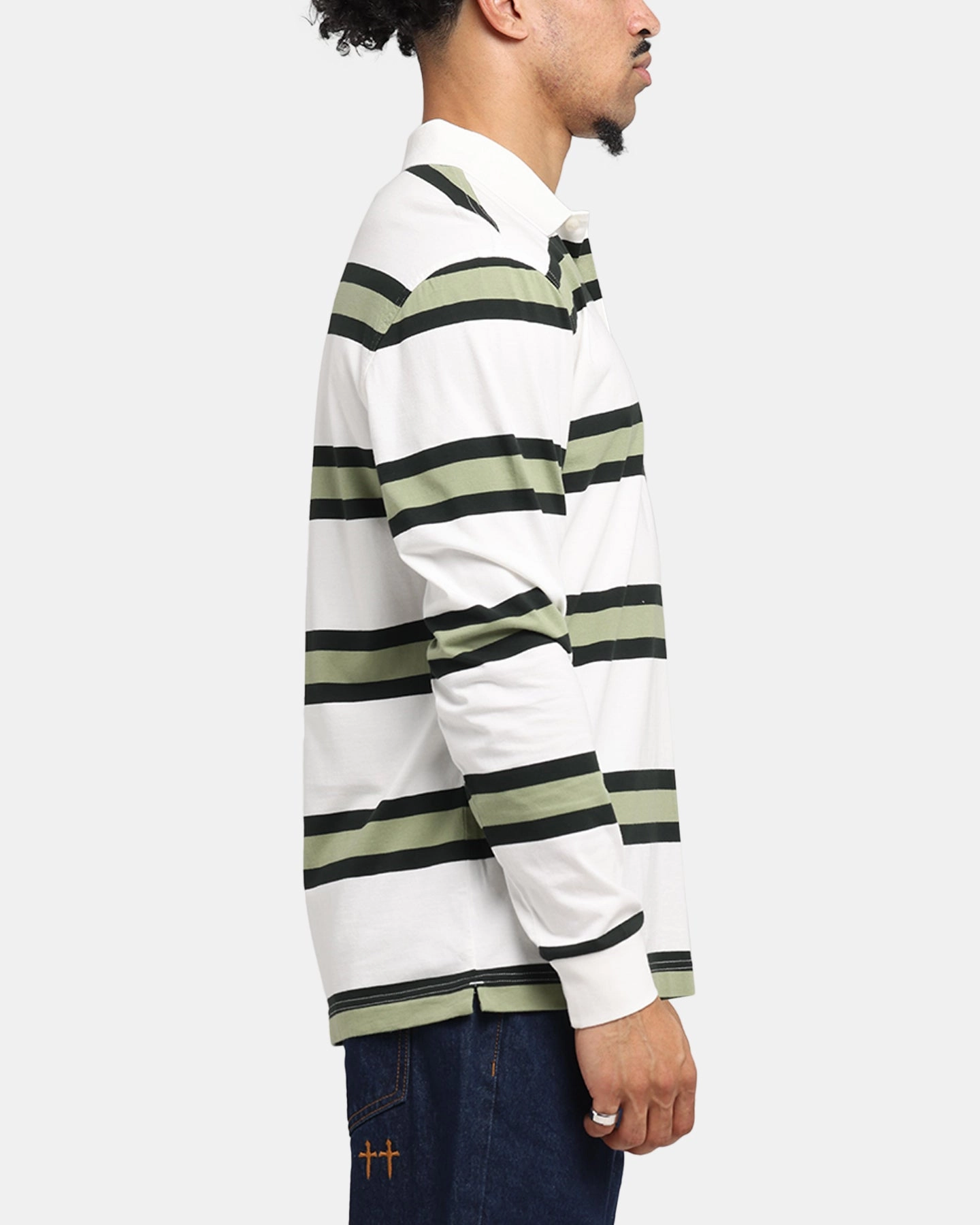 Fred Perry Jersey Stripe Polo Shirt Light Ecru Versatile Wardrobe Multipanel Construction