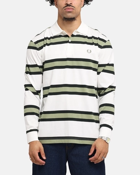Fred Perry Jersey Stripe Polo Shirt Light Ecru Office To Outing Travel Ready