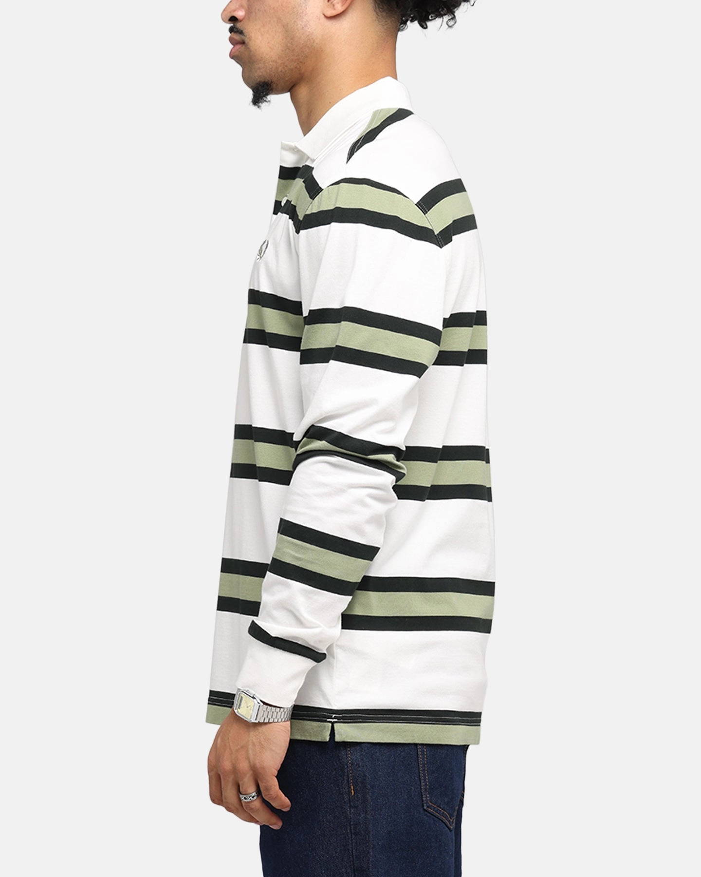 Breathable Knitwear Fred Perry Jersey Stripe Polo Shirt Light Ecru