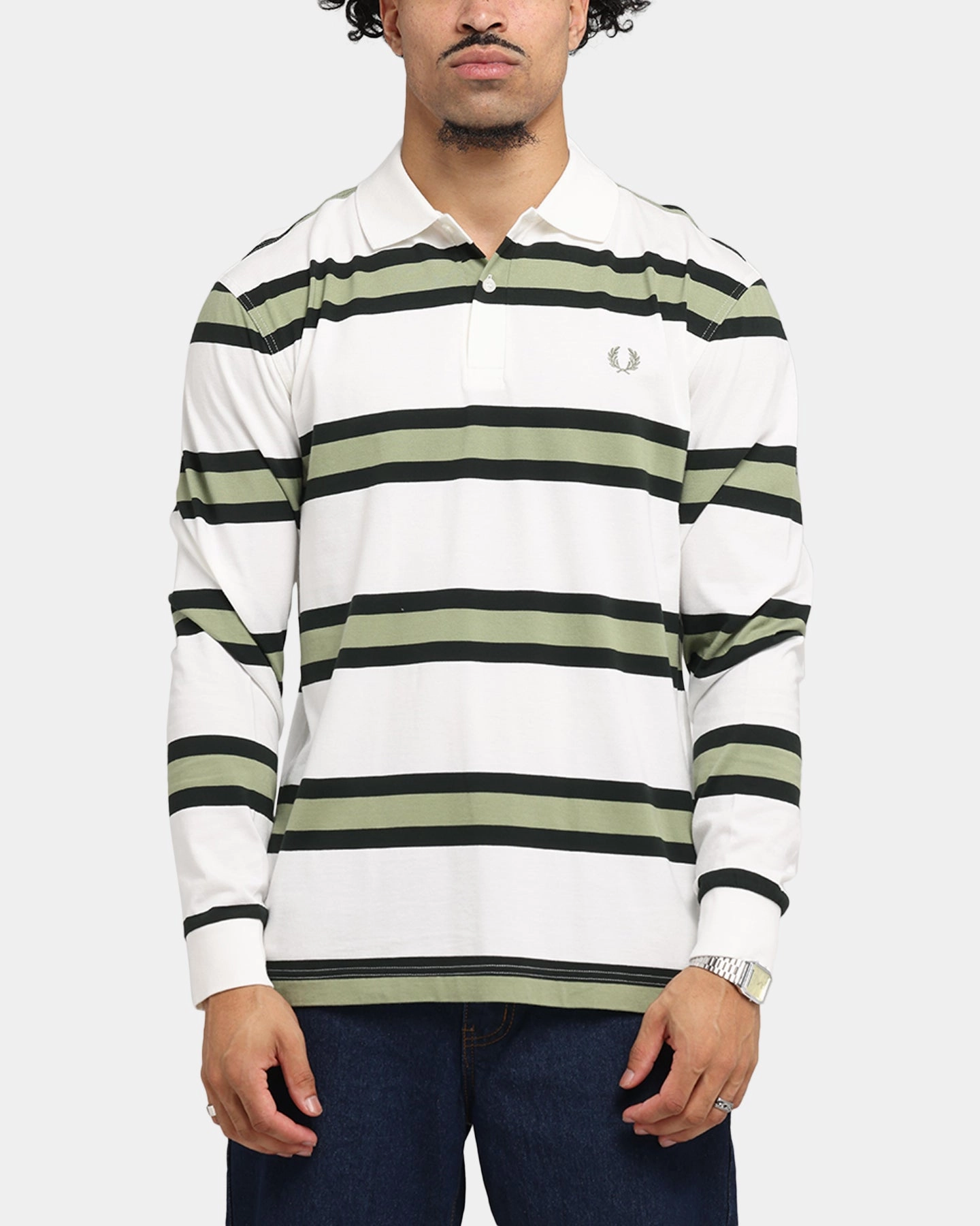 Fred Perry Jersey Stripe Polo Shirt Light Ecru Office To Outing Travel Ready