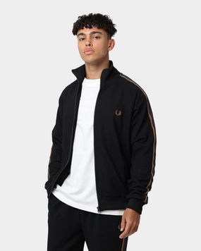 Fred Perry Medal Tape Track Jacket Black Recover