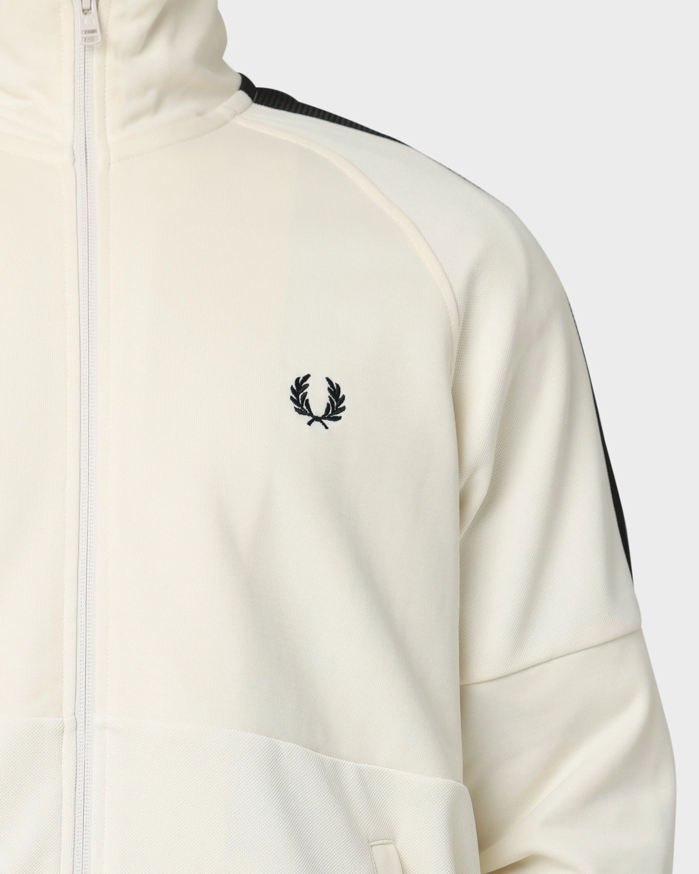 Flexible Shoulder Panels Fred Perry Panelled Track Jacket Ecru