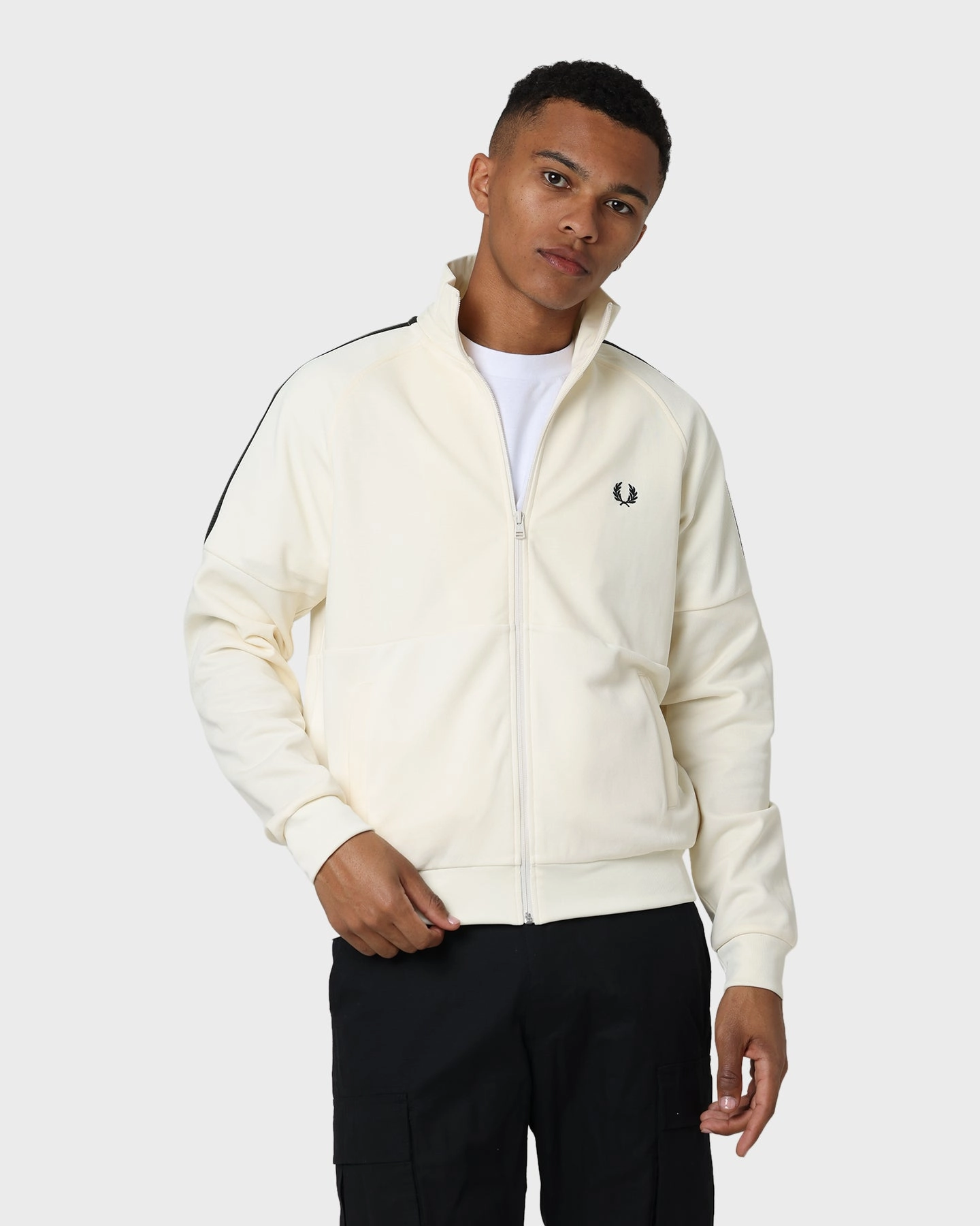 Fred Perry Panelled Track Jacket Ecru Mother's Day