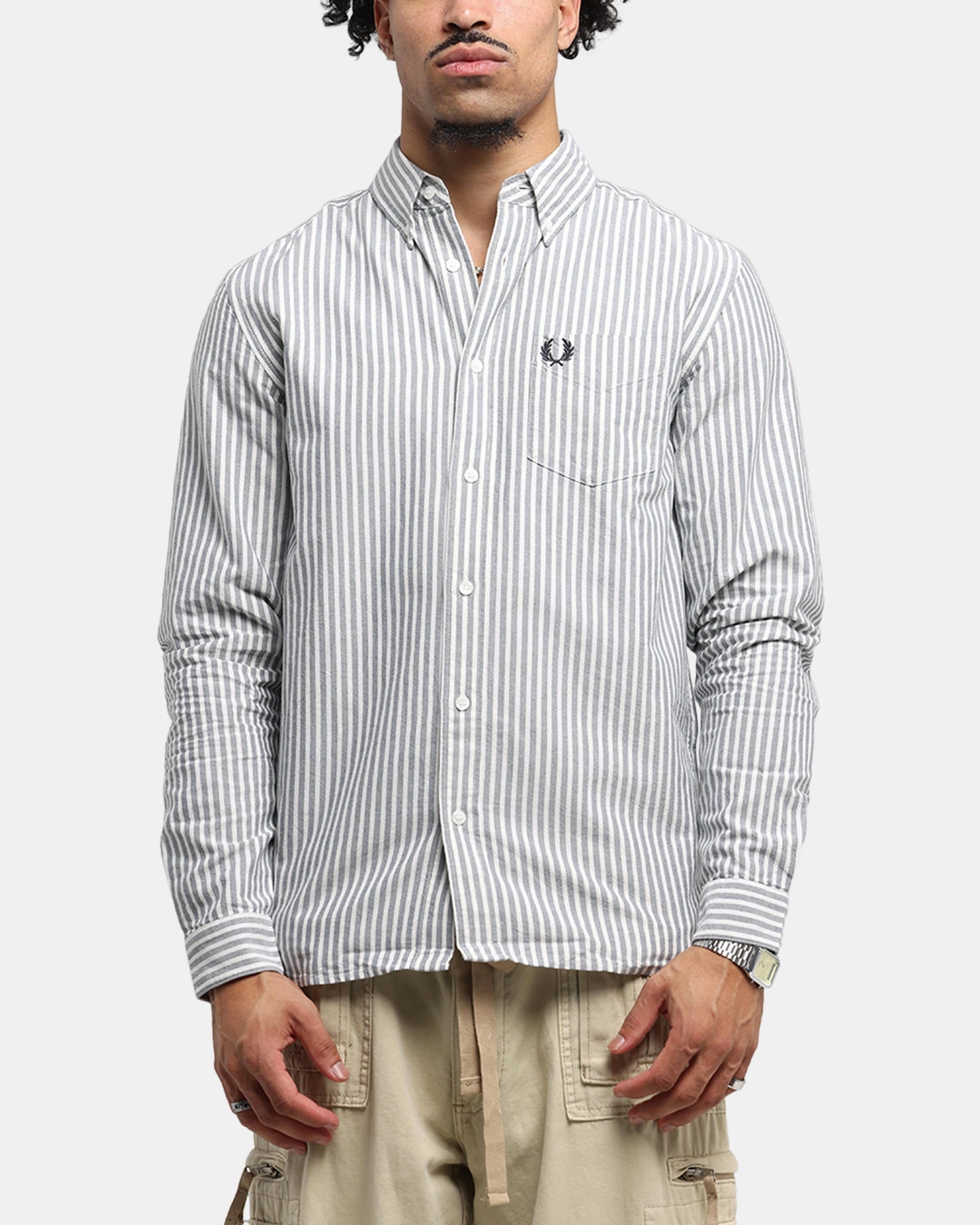 Fred Perry Stripe Oxford Shirt Blue Tall friendly