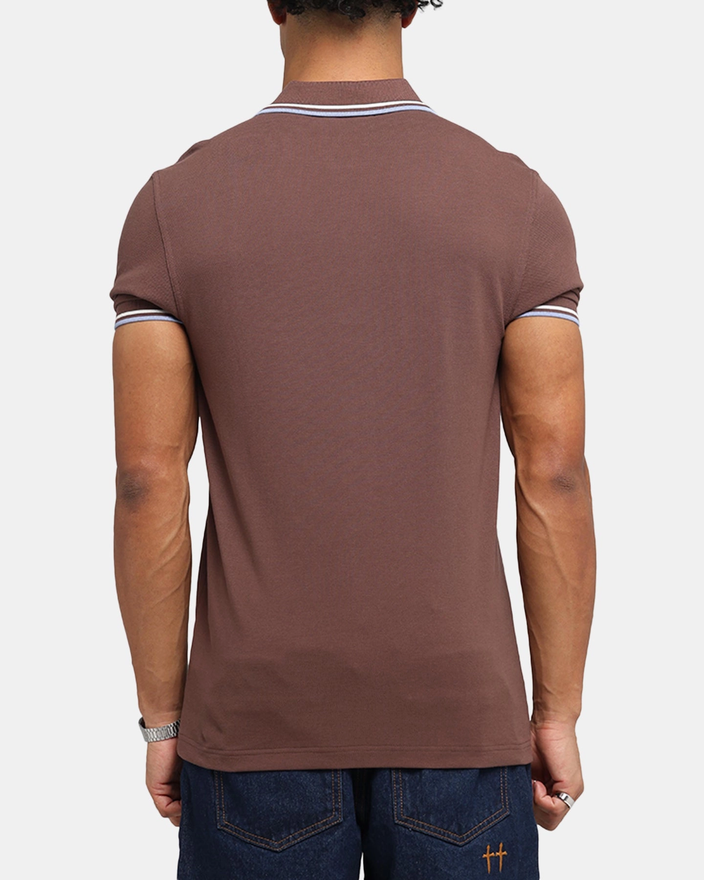 slim fit Weekend Brunch Fred Perry Twin Tipped Polo Shirt Brick