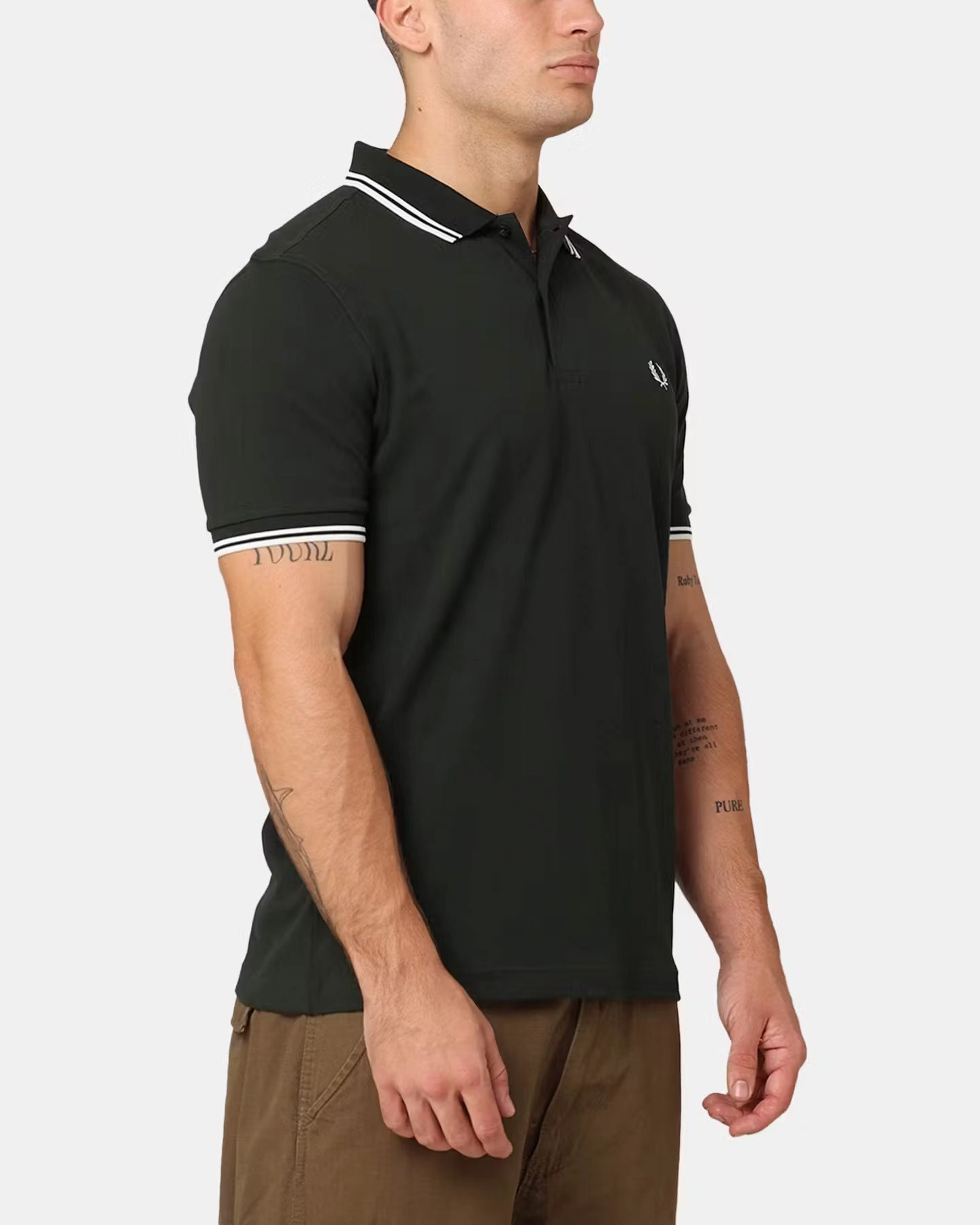 Corporate Dress Code Performance Polo Fred Perry Twin Tipped Polo Shirt Night Green/Snow White