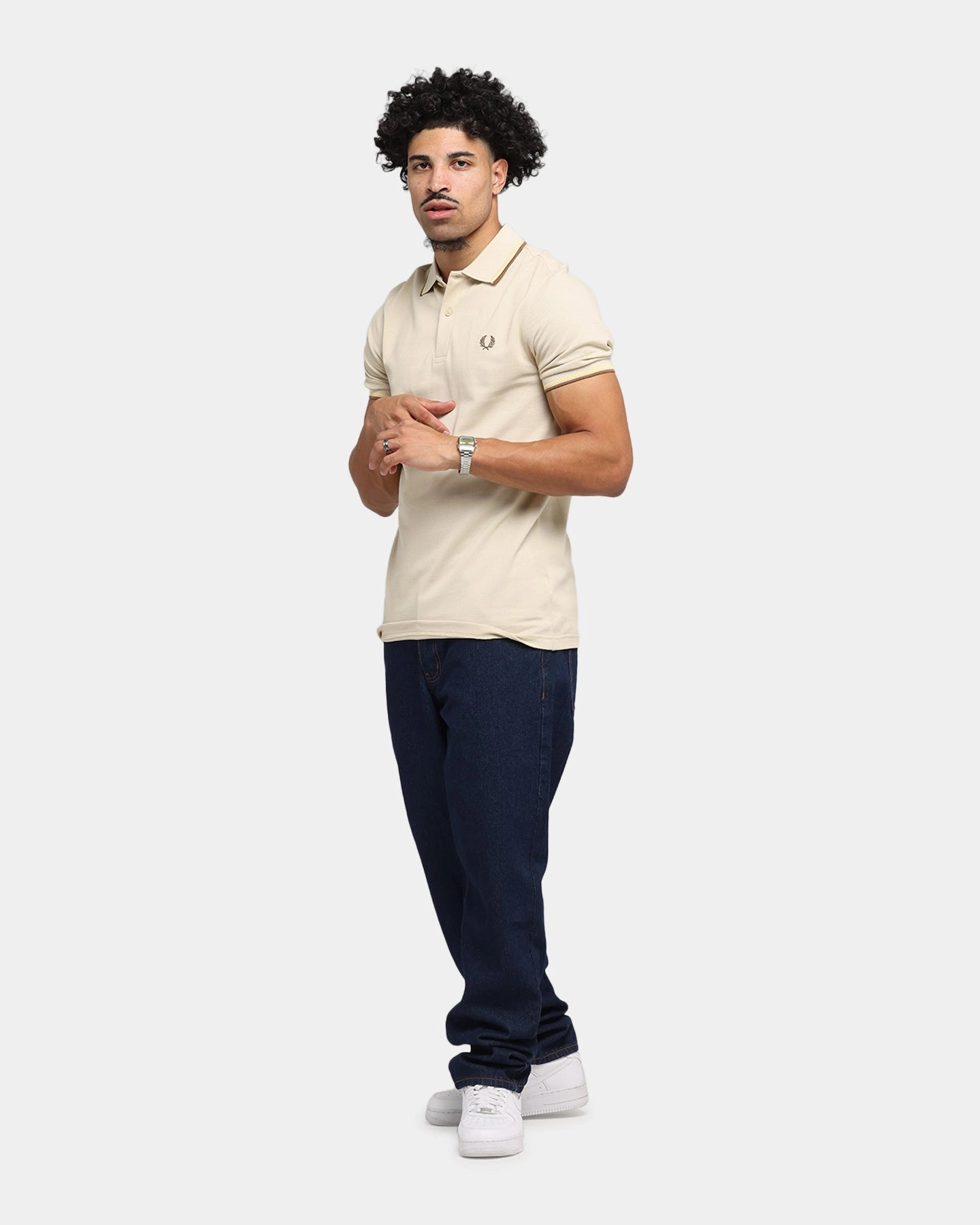 Fred Perry Twin Tipped Polo Shirt Oat Flexible Waistband Unstructured Silhouette