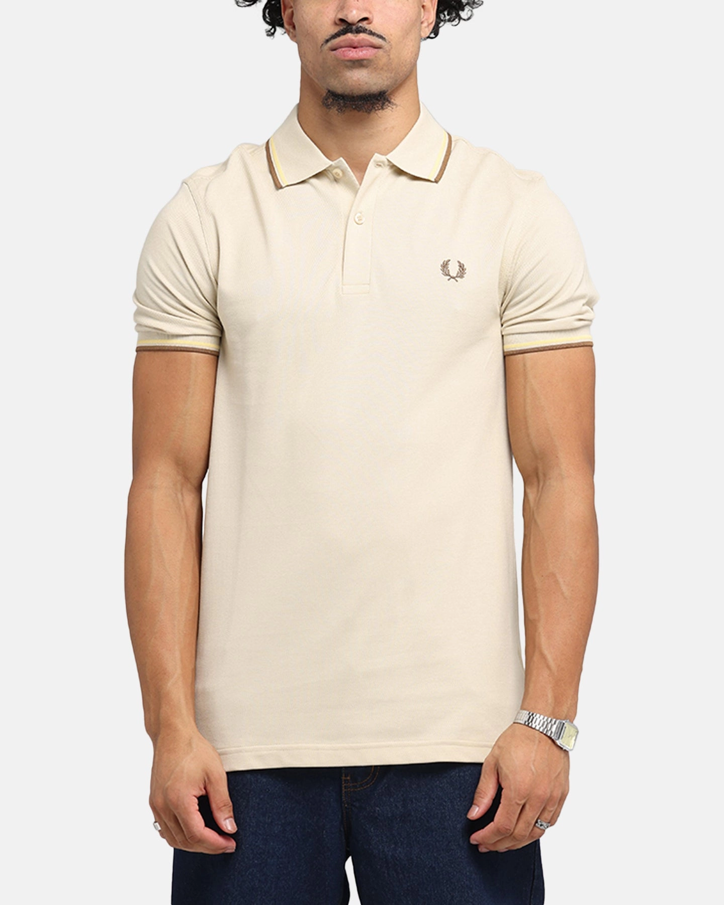 Fred Perry Twin Tipped Polo Shirt Oat UV Protection Blend