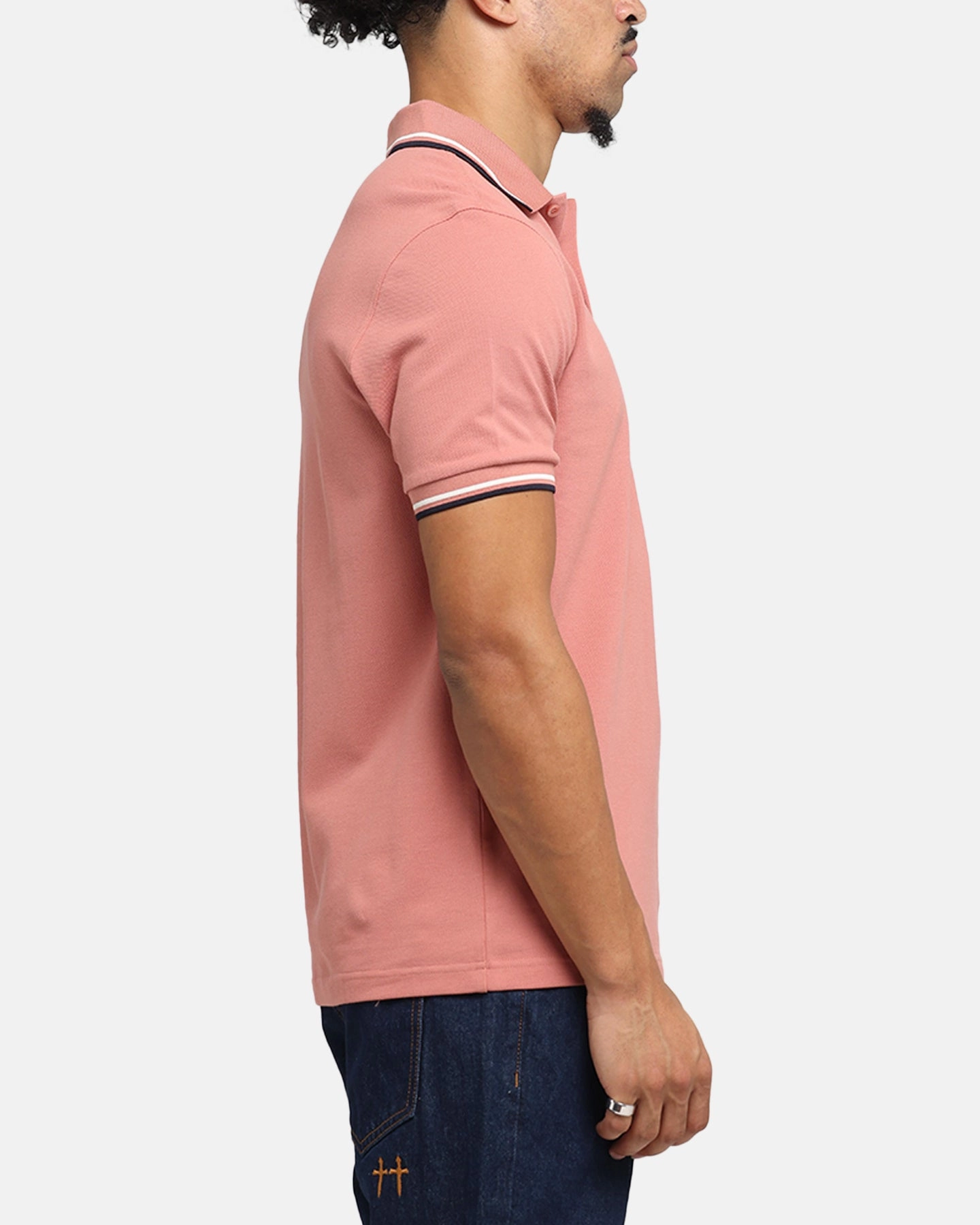 Herringbone Texture Fred Perry Twin Tipped Polo Shirt Pink