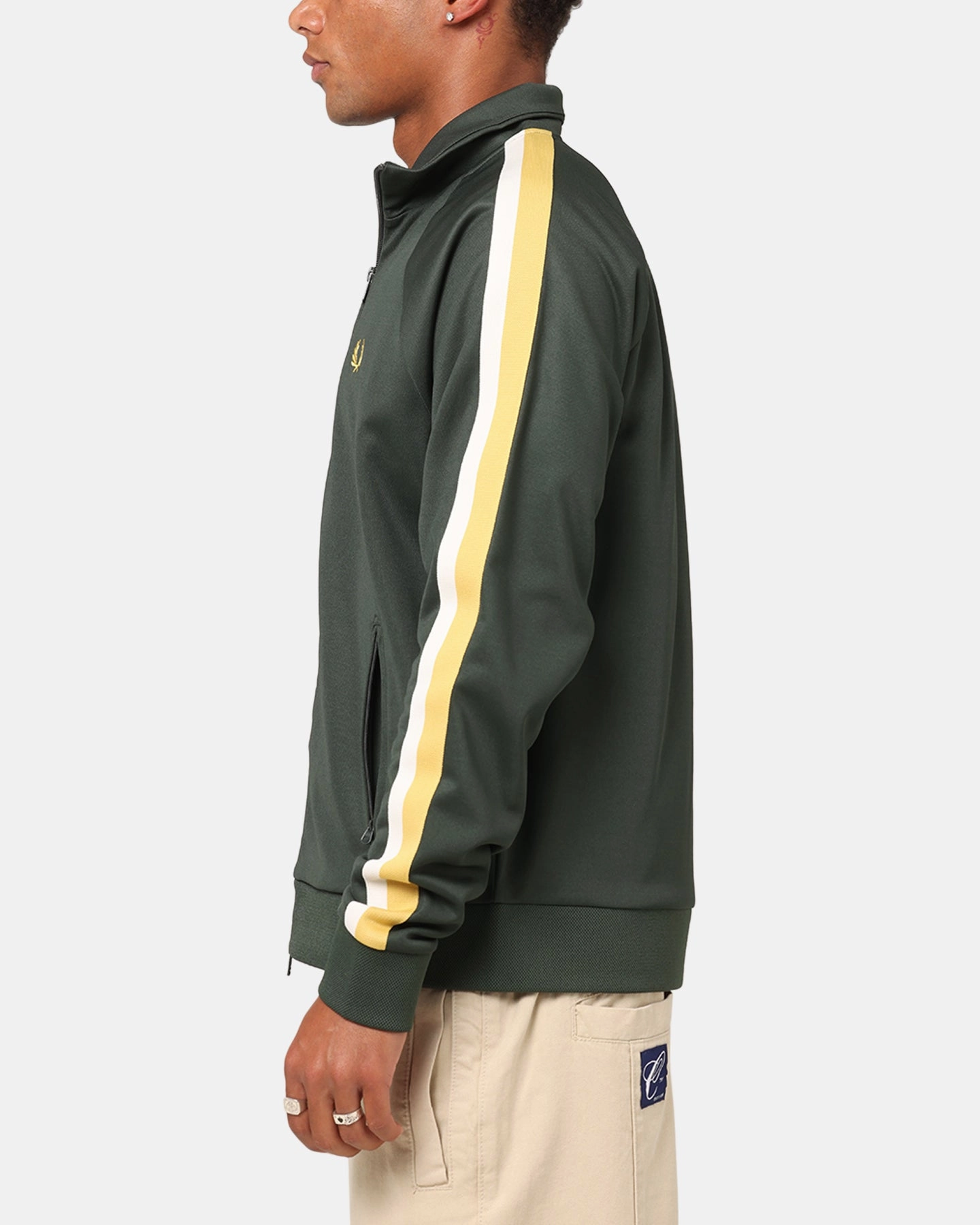 Stock Conquer Fred Perry Two Colour Tape Track Jacket Green