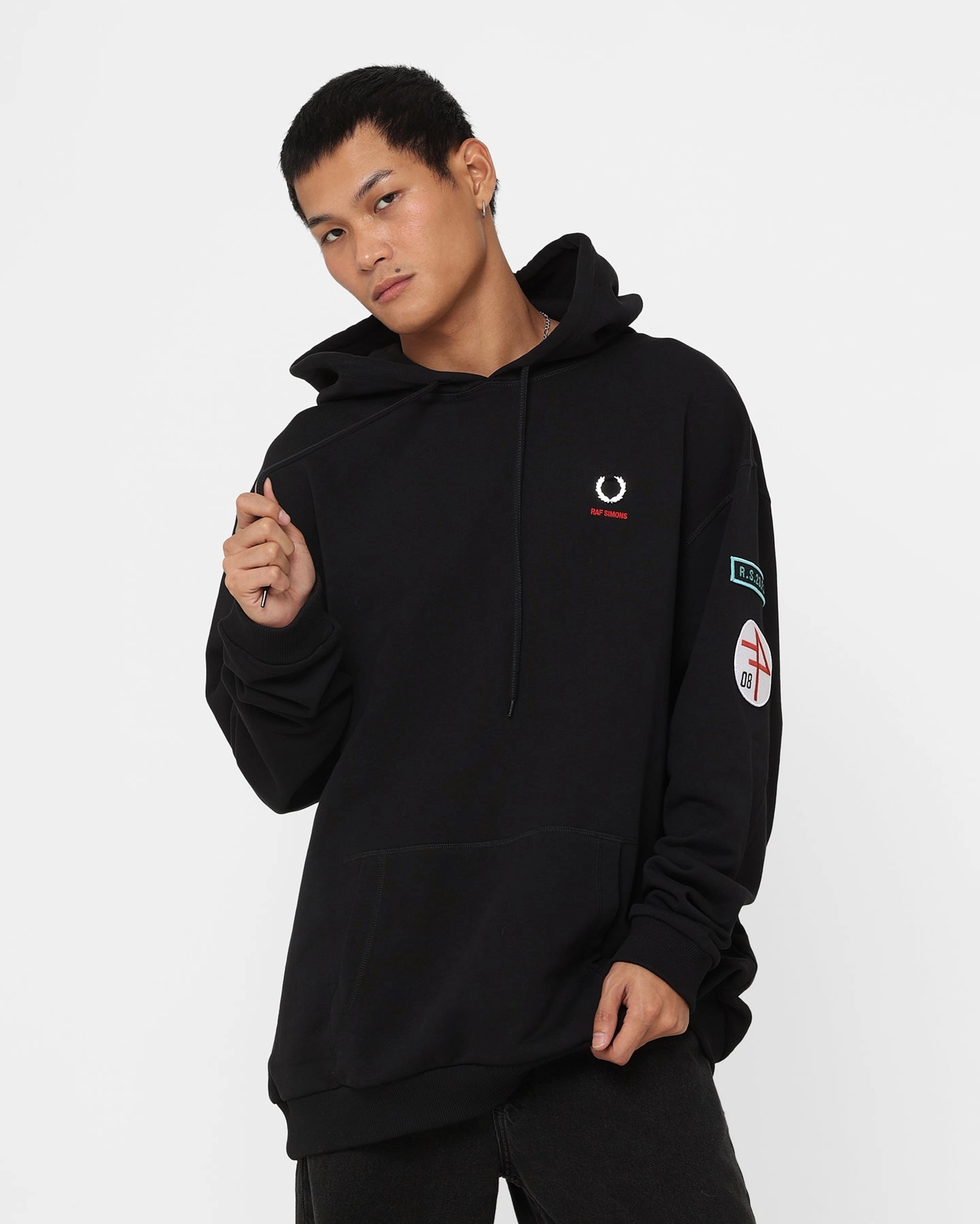 Sell Fred Perry X Raf Simons Patched Overhead Hoodie Black