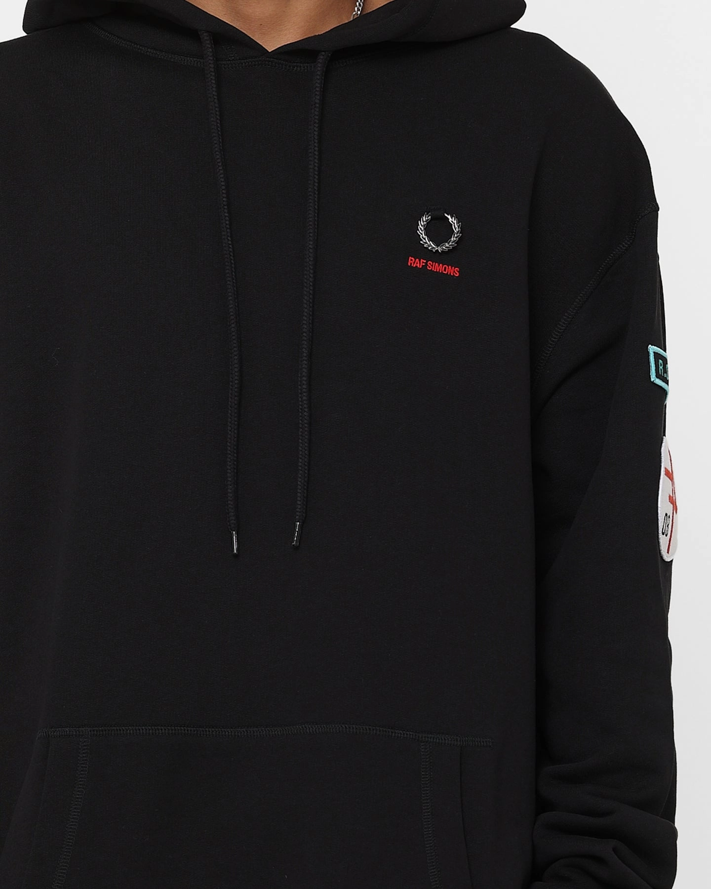 License Fred Perry X Raf Simons Patched Overhead Hoodie Black