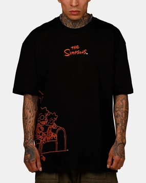 Simple and Chic Freeze Max The Simpsons 'The Simpson Treehouse Of Horror' Skeleton T-Shirt Black